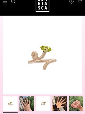Beige Ceramic Ring with Peridot Green Stone